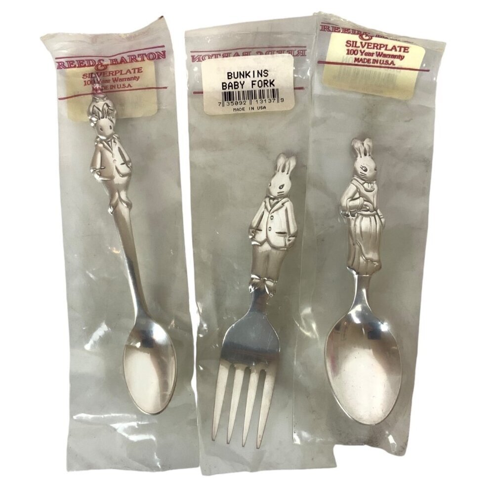 Reed & Barton for Royal Doulton Bunnikins 3 Pc Childrens Flatware Silverplate